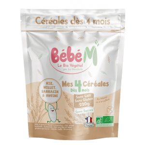 Bébé M Каша с 4 зърнени култури, БИО – За бебета 4+ месеца, 220 g